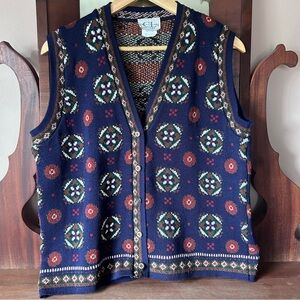 VTG Cricket Lane Geometric Knit Sweater Vest: Size MEDIUM